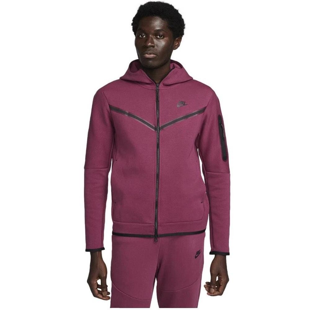NIKE Men's Sportswear Tech Fleece Full-Zip Hoodie Size XXL In Rosewood/Black